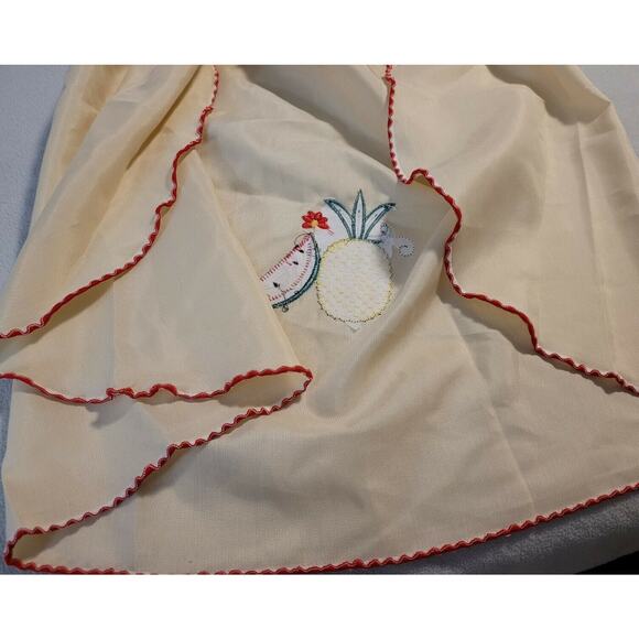 Vintage Milla Half Apron Hand Embroidered Pineapple Watermelon Red Skirt - Picture 4 of 7